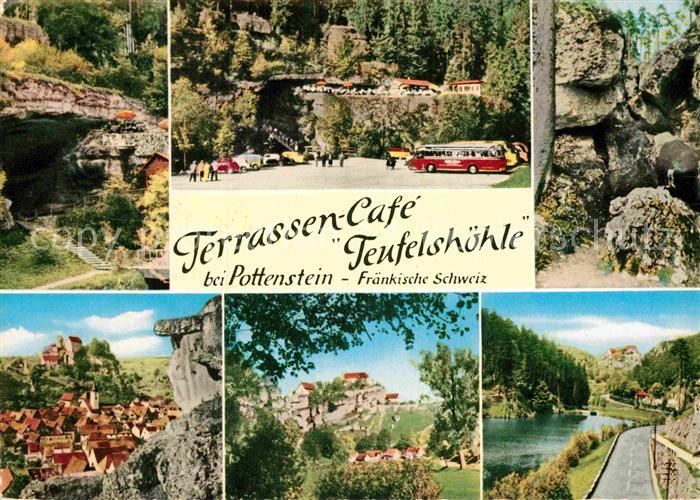 Pottenstein Oberfranken Terrassen Cafe Teufelshoehle Teilansichten