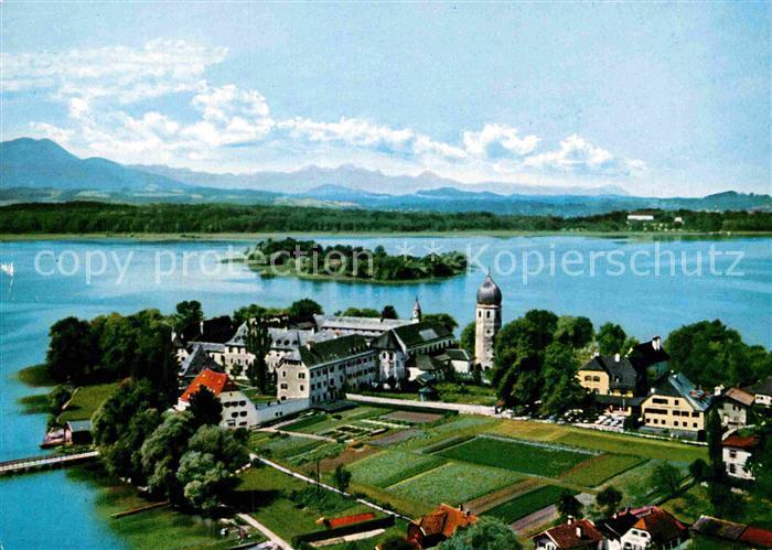 Fraueninsel Chiemsee mit Krautinsel Fliegeraufnahme