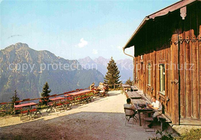 Tegelberghaus Terrasse mit Saeuling