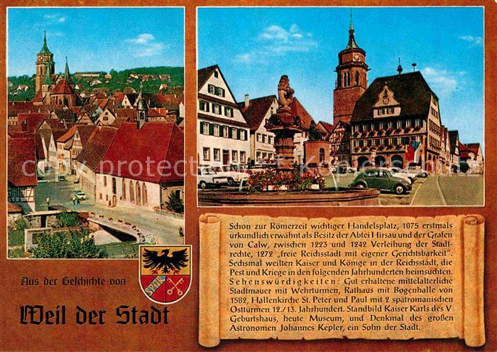 Weil der Stadt Ortsansicht Marktbrunnen Rathaus