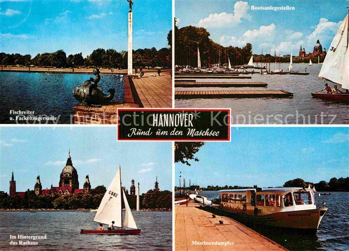 HANNOVER  CITY Maschsee Fischreiter FAckeltraegersaeule Maschseedampfer Rathaus