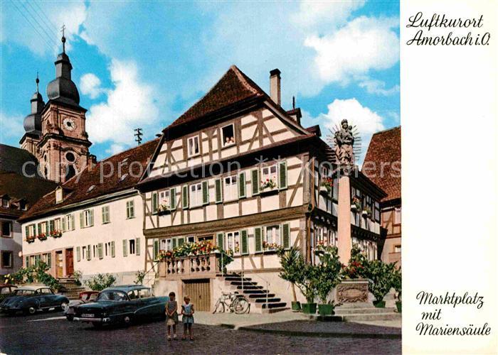 Amorbach Miltenberg Marktplatz Mariensaeule