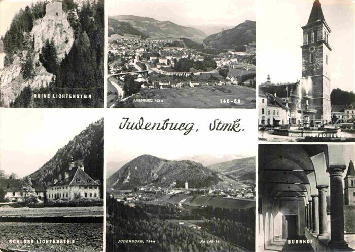 Judenburg Steiermark Ruine Liohtenstein Burghof Schloss Liohtenstein Stadtturm