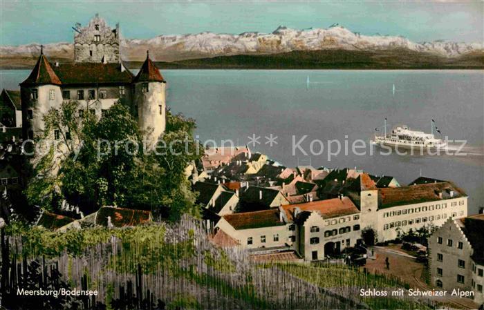 Meersburg Bodensee Schloss Seepartei Alpen