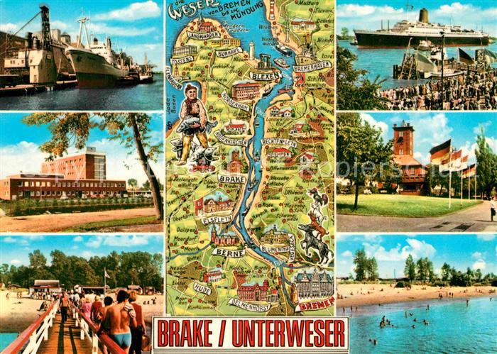 Brake Unterweser Hafen Seebruecke Strand