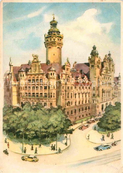 LEIPZIG Sachsen Neues Rathaus Kuenstlerkarte