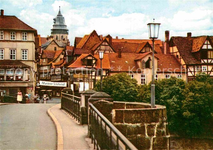 Hann. Muenden Weserbruecke mit  St. Blasienkirche