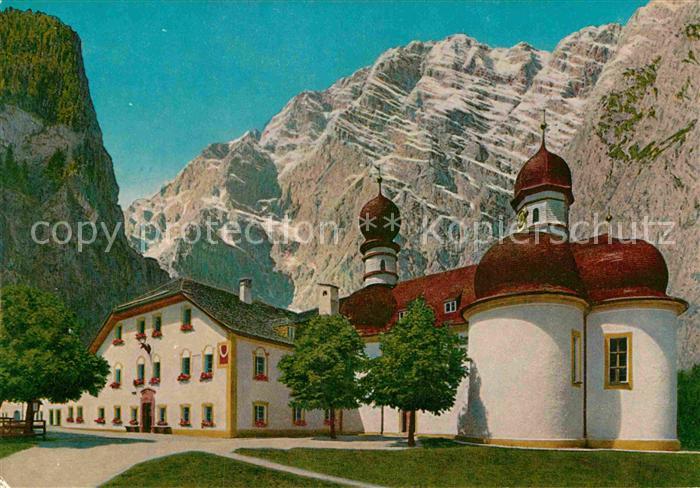 Watzmann Wallfahrtskirche und Wirtshaus St. Bartholomae am Koenigssee