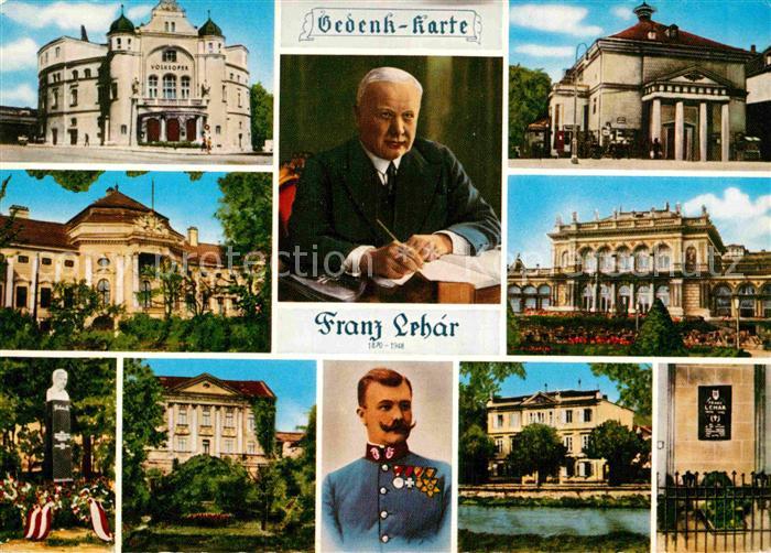 Komponist Franz Lehar Gedenkkarte Wien Volksoper Konzert-Cafe Denkmal