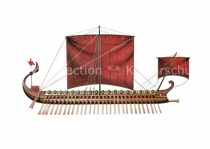 Schiffe Ships Navires Kriegsschiff Attische Triere Zeichnung Swoboda
