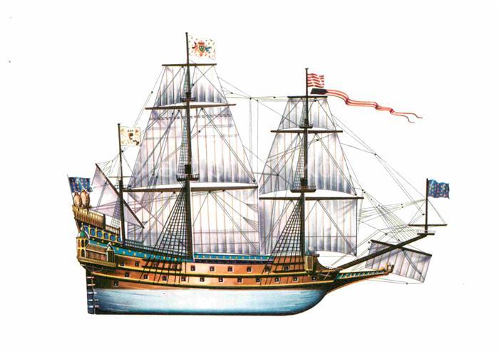 Schiffe Ships Navires La Couronne 1636 Zeichnung Swoboda