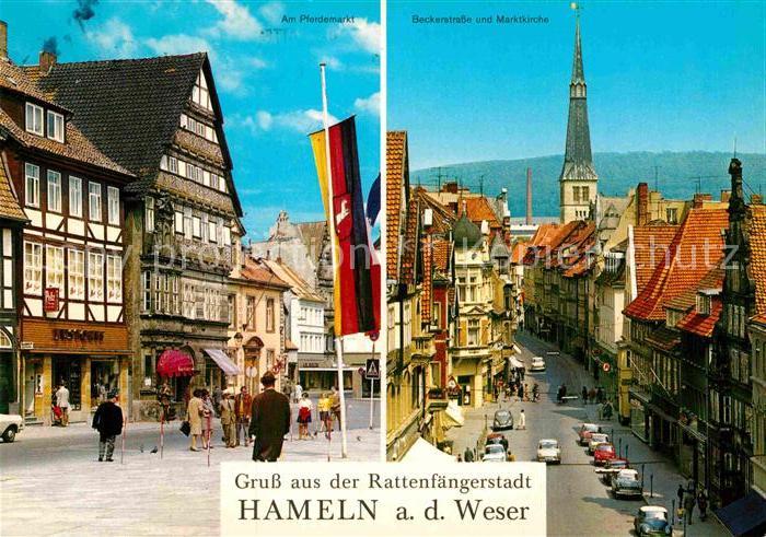 Hameln Weser Pferdemarkt Altstadt Fachwerkhaus Beckerstrasse Marktkirche