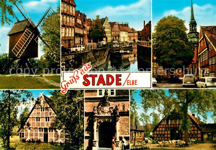 Stade Niederelbe Bockmuehle Windmuehle Alter Hafen Altstadt Kirche Altlaender Ba