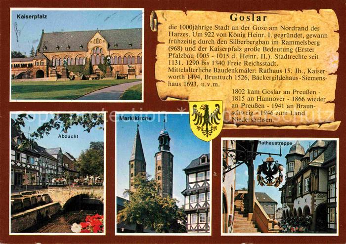 Goslar Kaiserpfalz Abzucht Marktkirche Rathaustreppe Fachwerkhaus Geschichte