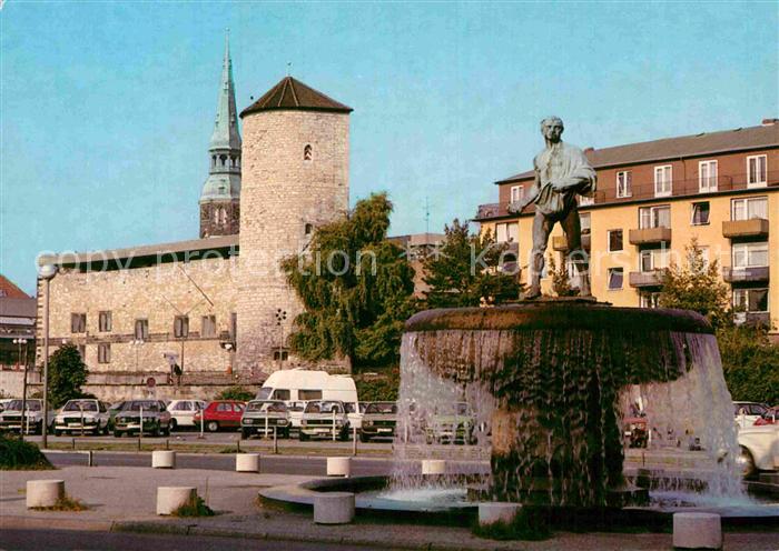 HANNOVER  CITY Duve Brunnen Statue Historisches Museum Beginenturm