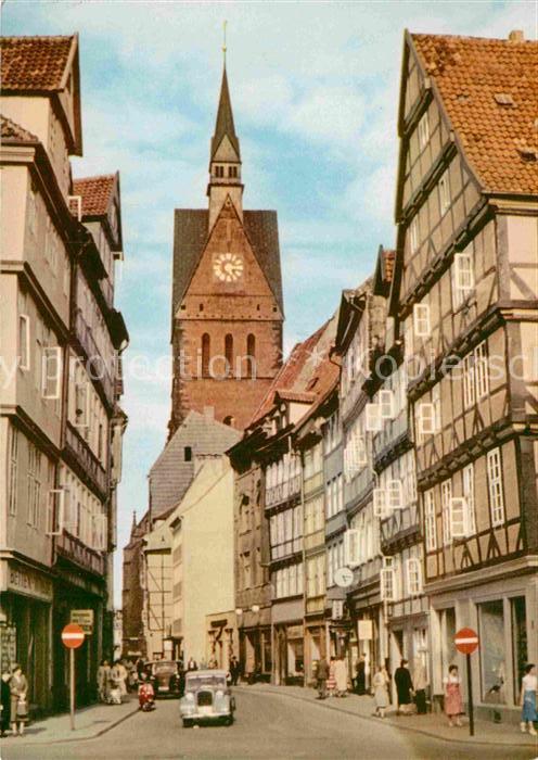 HANNOVER  CITY Kramerstrasse mit Marktkirche Fachwerkhaeuser