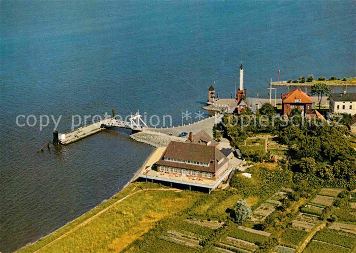 Stadersand Gaststaette Elbkate Schiffsanleger Fliegeraufnahme