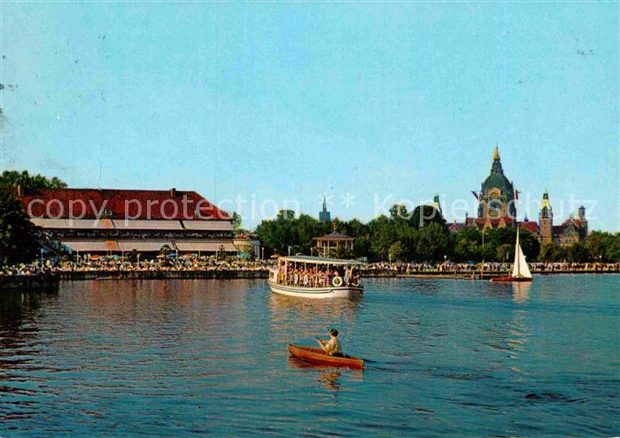HANNOVER  CITY Gaststaette Restaurant am Maschsee Ausflugsboot Ruderboot Rathaus