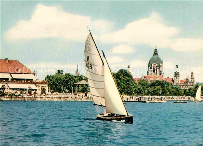 HANNOVER  CITY Maschsee Gaststaette Rathaus Marktkirche Segelboot