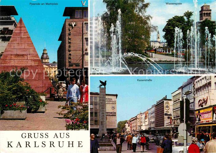 Karlsruhe Baden Pyramide am Marktplatz Wasserspiele Kaiserstrasse Denkmal