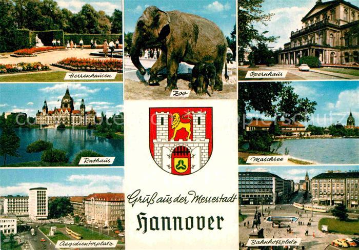 HANNOVER  CITY Herrenhausen Rathaus Aegidientorplatz Zoo Elefant Opernhaus Masch