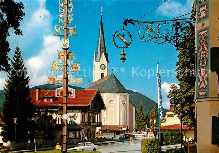 Schliersee Ortsmotiv mit Kirche Tuerschild Maibaum