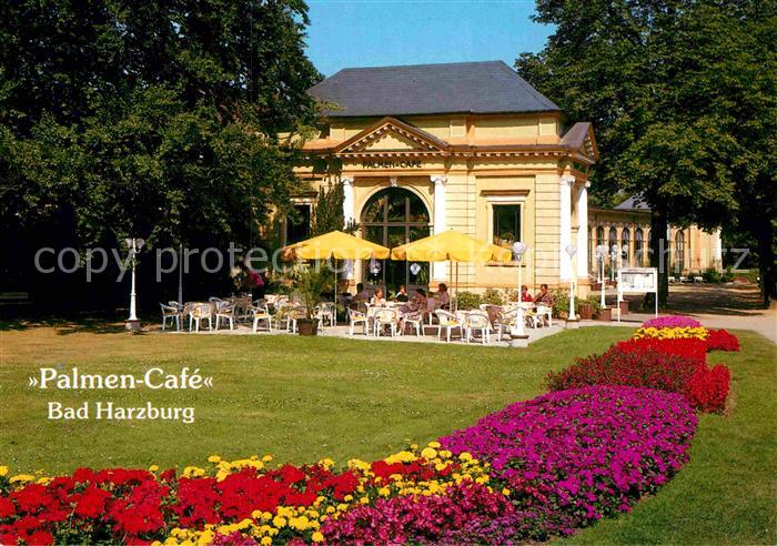 Bad Harzburg Palmencafe in der Trinkhalle und Wandelhalle Kurpark Blumenbeet