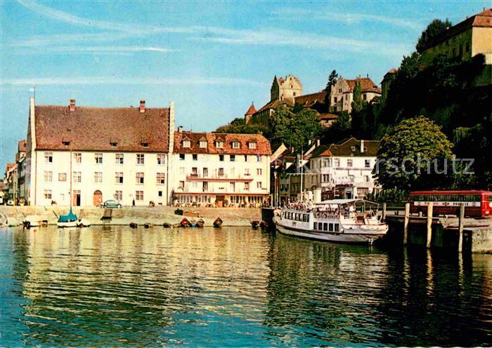 Meersburg Bodensee Hafen mit Schloss und Grethaus Dampfer
