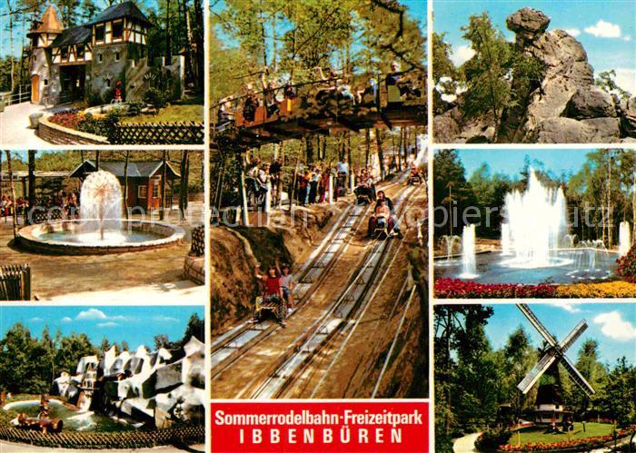 Ibbenbueren Sommerrodelbahn Maerchenwald Erholungspark Windmuehle Felsen
