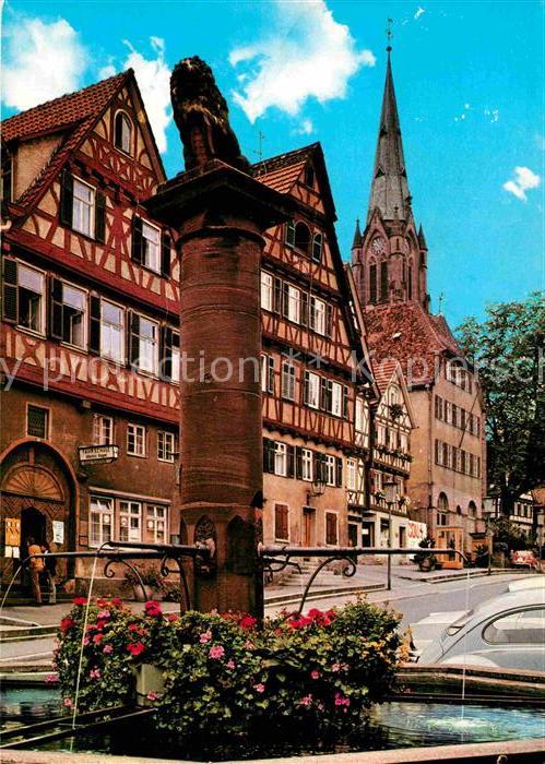 Calw Brunnen Marktplatz Stadtkirche Fachwerkhaeuser