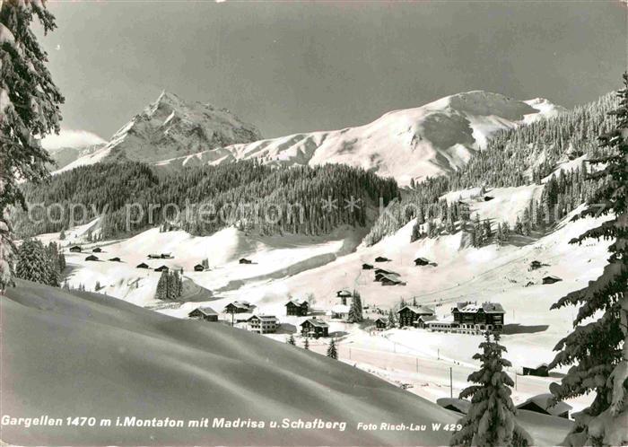 Gargellen Vorarlberg Winterpanorama mit Madrisa und Schafberg Montafon