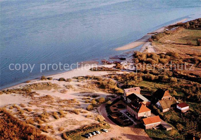 Drochtersen Buhrfeind s Gaststaetten Hotel zur Elbaussicht Krautsand Fliegeraufn