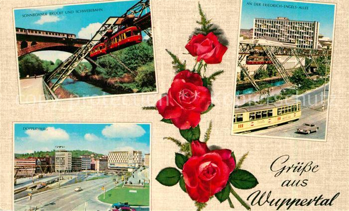 WUPPERTAL NRW Sonnborner Bruecke Schwebebahn Friedrich Engels Allee Strassenbahn