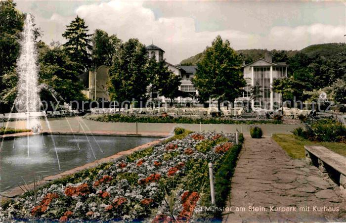 Bad Muenster Stein Ebernburg Kurpark mit Kurhaus Fontaene