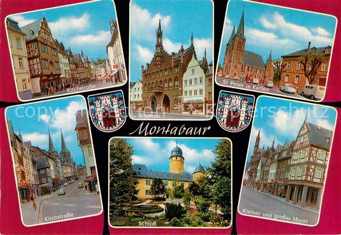 Montabaur Westerwald Kirchstrasse Rathaus St Peter in Ketten Markt Fachwerkhaeus