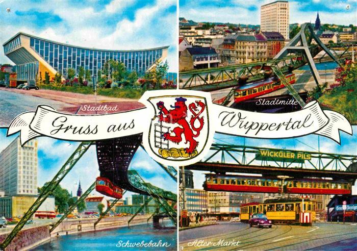 WUPPERTAL NRW Stadtbad Stadtmitte Alter Markt Schwebebahn Wappen