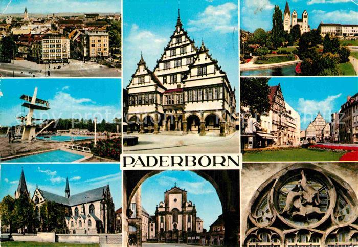 Paderborn Stadtpanorama Freibad Dom Rathaus Kirche Paderanlagen Marienplatz Hase