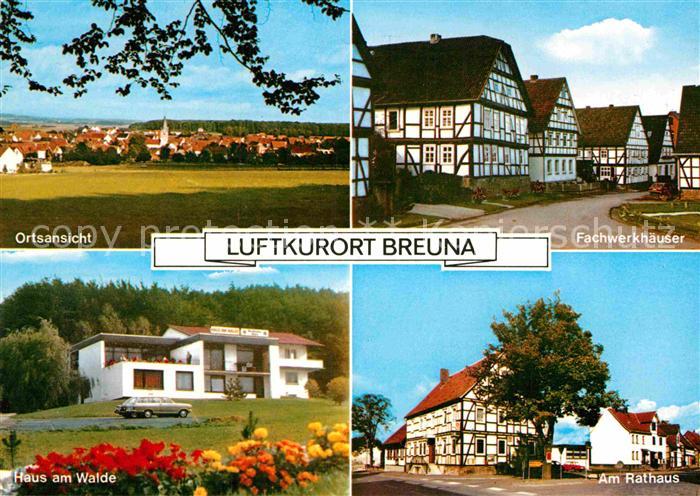 Breuna Ortsansicht Luftkurort Naturpark Habichtswald Fachwerkhaeuser Rathaus Hau
