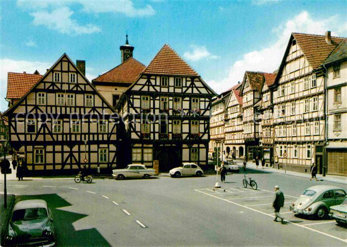 Eschwege Partie am Rathaus Fachwerkhaeuser