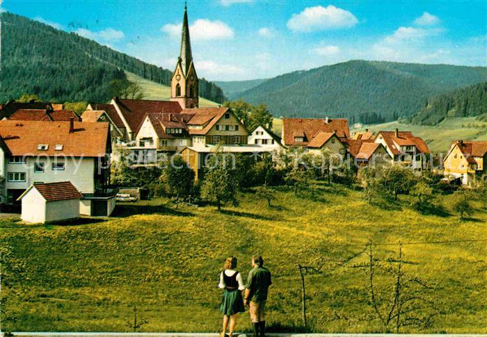 Baiersbronn Schwarzwald Ortsansicht mit Kirche Luftkurort Wintersportplatz
