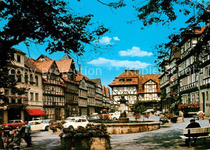 Bad Sooden-Allendorf Marktplatz Brunnen Fachwerkhaeuser