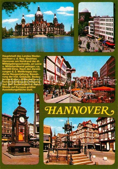 HANNOVER  CITY Rathaus Innenstadt Fussgaengerone Brunnen Uhr