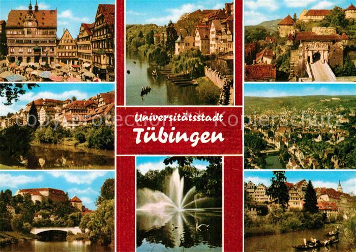 Tuebingen Teilansichten Universitaetsstadt Altstadt Neckarbruecke Fontaene