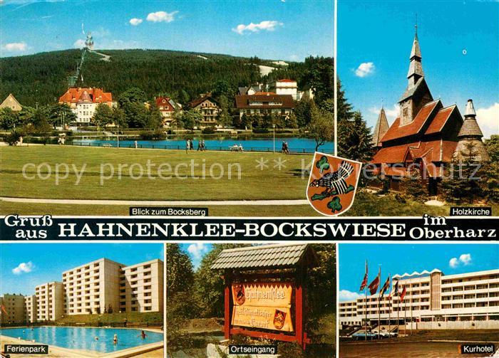 Hahnenklee-Bockswiese Harz Blick zum Bocksberg Holzkirche Kurhotel Ortseingang F