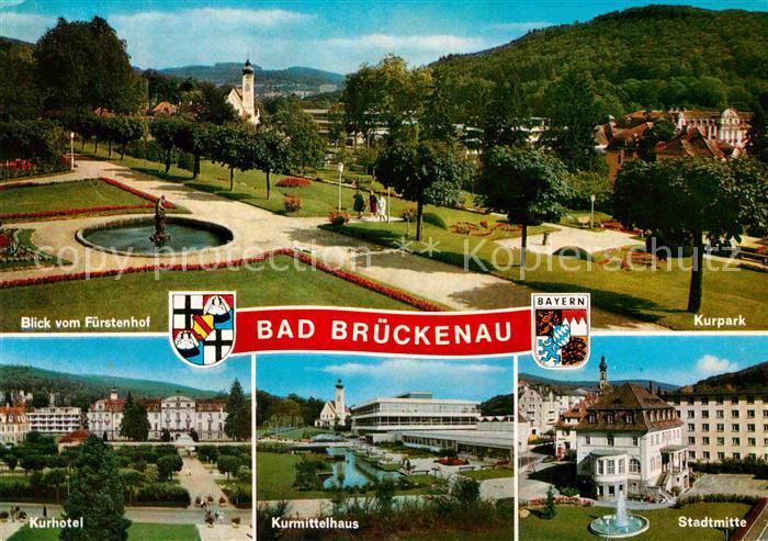 Bad Brueckenau Blick vom Fuerstenhof Kurpark Stadtmitte Kurmittelhaus Kurhotel