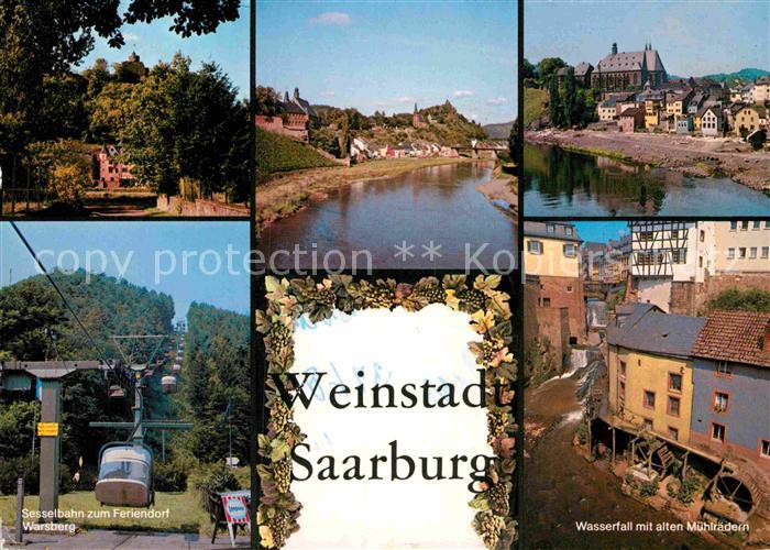 Saarburg Saar Burg Partie am Fluss Sesselbahn Feriendorf Warsberg Wasserfall alt