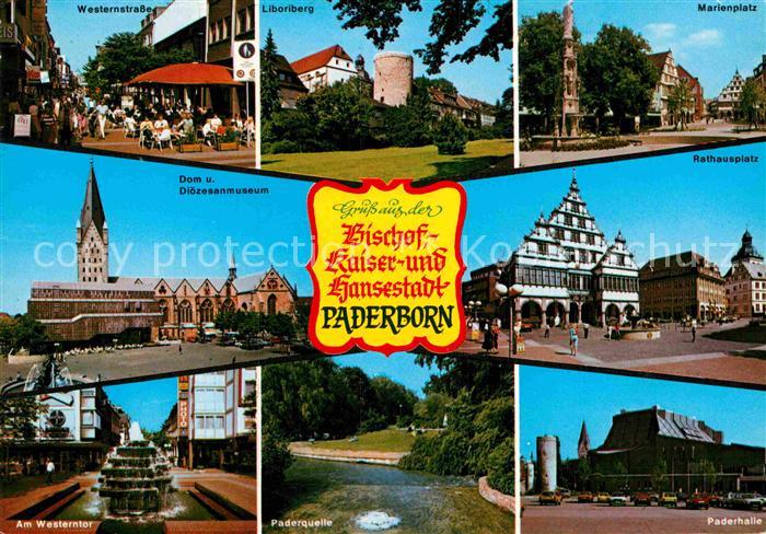 Paderborn Westernstrasse Fussgaengerzone Liboriberg Marienplatz Rathaus Dom Muse