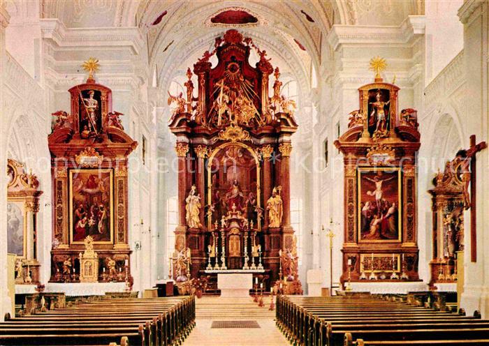 Traunstein Oberbayern Stadtpfarrkirche St Oswald Innenansicht Altar