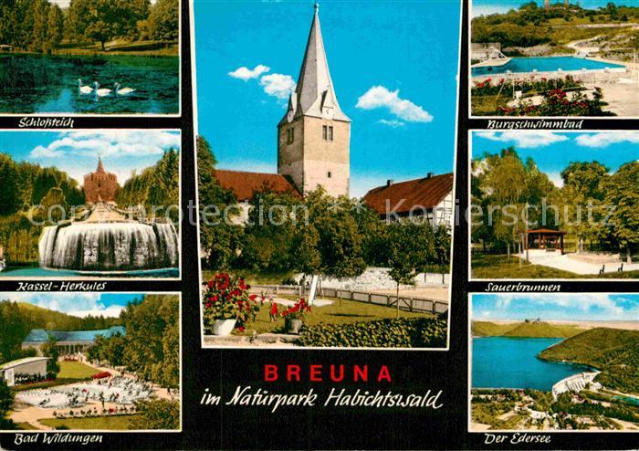 Breuna Schlossteich Kirche Burgschwimmbad Sauerbrunnen Edersee Herkules Wilhelms