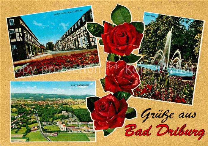 Bad Driburg Blick aus dem Kurpark Fontaene Rosen Fliegeraufnahme